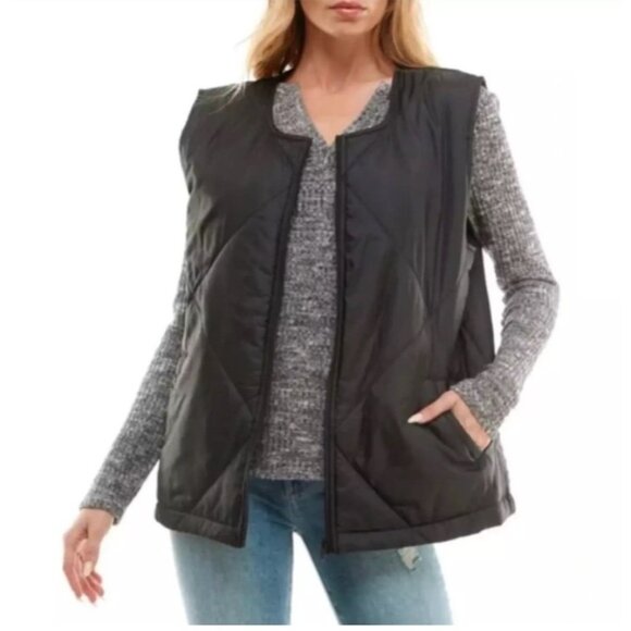 Socialite Jackets & Blazers - NWT SOCIALITE Women's Lightweight Quilted Full Zip Vest Black